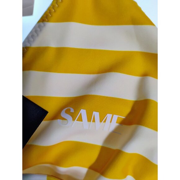 SAME LOS ANGELES Set 2pc Bikiny Swim Top Large Bottom High Weist Stripeed Yellow - Picture 9 of 12
